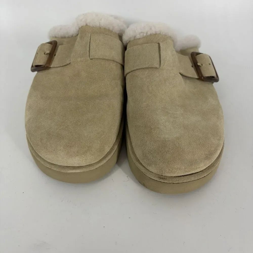 Vince Clog Shoes Size 8 Womens Sand Griff Comfort Slip On Shearling Sherpa Lined - Picture 3 of 8
